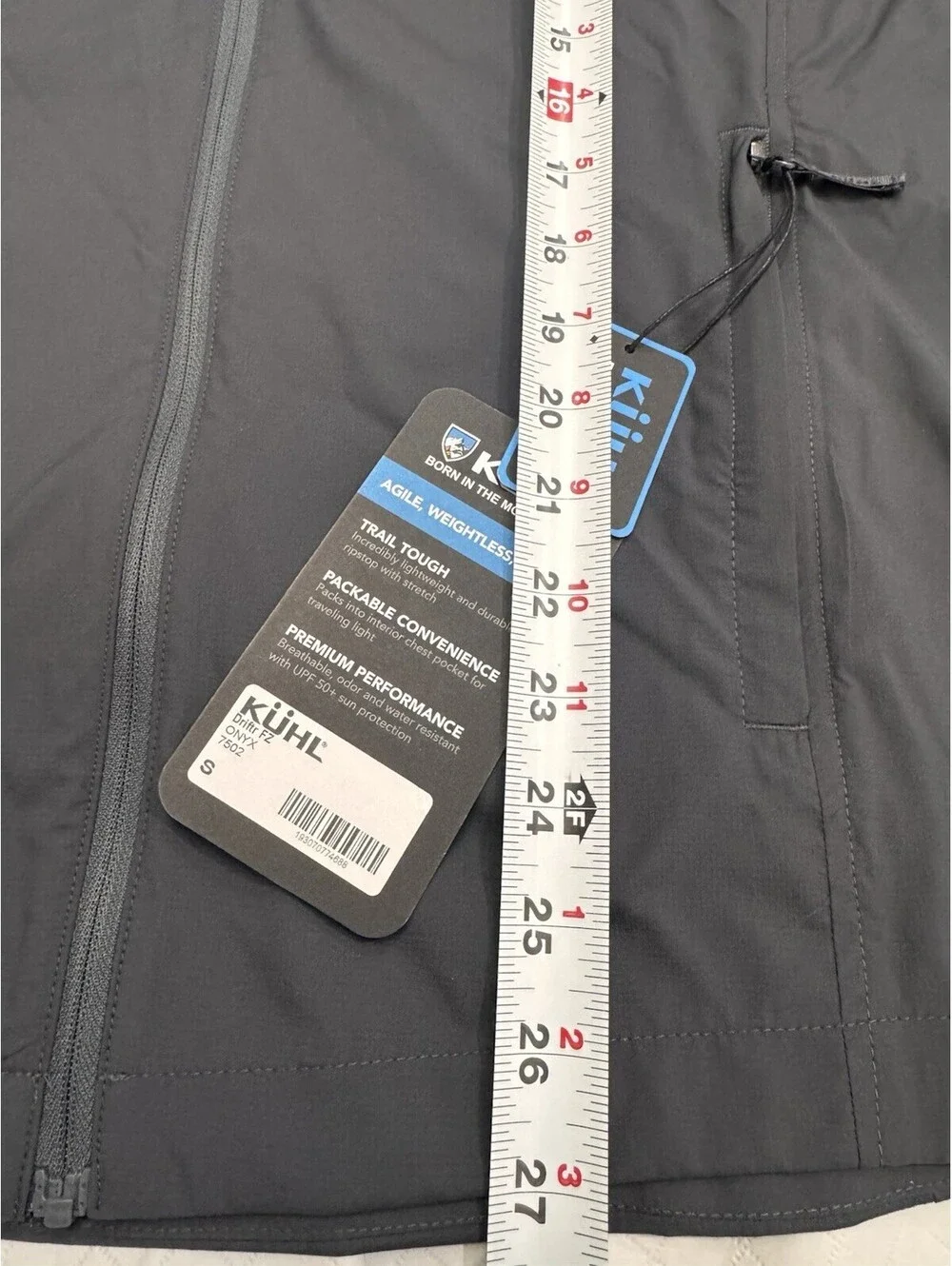 Kuhl Mens Drifter Full Zip Onyx UPF 50+ Waterproof Moisture Wicking Small